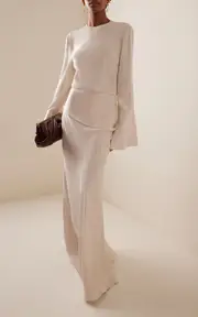 [Brandon Maxwell] The Violet Tiered Fluid Twill Maxi Dress