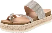 Women's Ankle Elastic Strap Espadrille Cork Flatform Platform Wedge Open Toe Stu