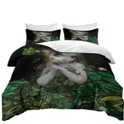 Surrealism Art Prints Green Goddess Girl Quilt Cover