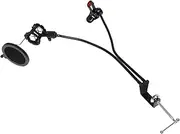 Gooseneck Mic Stand with Dual Arms and Phone Holder Desktop Microphone Holder for Live Streaming Recording and Podcasting Includes Pop Filter for Noise Reduction