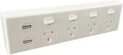 3A AU Quad Power Point 10A 250v with 2 USBs 4 Gang GPO Socket Outlet - White