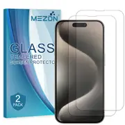 [2 Pack] Apple iPhone 15 Pro (6.1”) Tempered Glass Crystal Clear Premium 9H HD Screen Protector by MEZON – Case Friendly, Shock Absorption (iPhone 15 Pro, 9H) – FREE EXPRESS