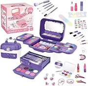 Mirpuytn Girls Play Makeup | Washable Make Up for Little Girls - Kids Makeup Kit for Girl Toddler Cosmetic Kits with Mirrors, Child Play Makeup Toys for Girls, Age 3-12 Year Old Children