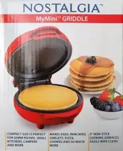 Nostalgia MyMini Deluxe GRIDDLE, Red Non-Stick 5.25 x 6.50 x 3.50 Inches