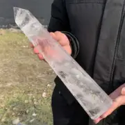 880g Natural Clear Quartz Obelisk Quartz Crystal Point Wand Tower Healing