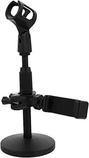 TEMPNAP 1Pc Adjustable Desktop Microphone Stand for USB and Handheld Mics Sturdy Support with Phone Bracket for Streaming Podcasting and Recording Sessions