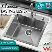 ALFORDSON Kitchen Sink Stainless Steel Drop in Flush Single Bowl 530X500MM Silver