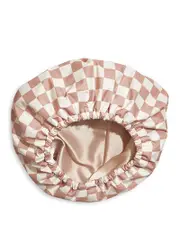 Kitsch Satin Lined Flexi Shower Cap - Terracotta Checker