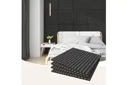 4 Pcs 60cm x 60cm Wall Panel Wood Slat Acoustic Panels Sound Absorbing Proof Panel for Wall Ceiling Decorative Black