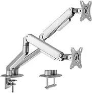 Brateck Dual Monitor Spring-Assisted Monitor Arm fits Most 17-32 inch Monitors, 75 x 75/100 x 100, Matte Grey