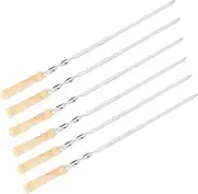 HANABASS 18 Pcs Marshmallow Sticks Barbecue Forks Roasting Skewers Reusable Grilling Grill Skewers Flat BBQ Skewers Roasting Sticks Flat Kabob Skewer Flat Wisking Tool Silver Bamboo