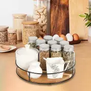Wood Turntable Tray Spice Rack Organizer Rotating for Kitchen Island Cabinet