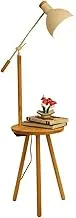 Modern Industrial Floor Lamp Modern Floor Lamp with Shelves Farmhouse Rustic Floor Standing Lamps with Iron Shade & Wooden Base for Living Room Bedroom Office Standing Light(White)