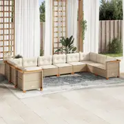 10 Piece Garden Sofa Set with Cushions Poly Rattan vidaXL