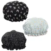 Shower Caps, 3 Pa Bath Cap For Women Waterproof Double Layered Shower Cap (multi-colored)
