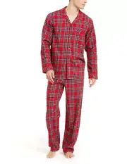FAMILY PAJAMAS Men's Brinkley Plaid Flannel Pajama Set sz S Small Red PJs