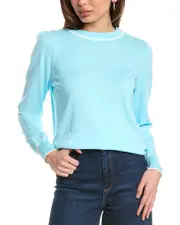 Hannah Rose Button Shoulder Cashmere-Blend Sweater