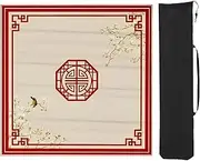 Mahjong Mat with Edge, Crystal Velvet Mahjong Table Mat Anti Slip & Noise Reduction, Game Mat for Mahjon Poker (75cm/29.52in,Red 9)