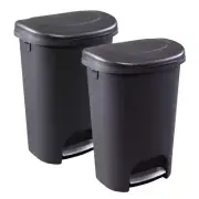 Step On Trash Can Garbage Bin Waste Container Durable Indoor 13 Gallon (2-Pack)