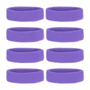 8 Pcs Sweatband Headbands Terry Cloth for Women Men Sports Light Purple