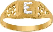[JewelryWeb] Two tone Gold Teen-Teen Letter Name Personalized Monogram Initial E Band Ring 7.5x2.20mm Wide Size J 1/2