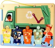 Garbage Sorting Recycle Magnetic Color Maze Game Montessori Wooden Travel Toy