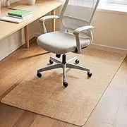 Office Chair Mat for Hardwood Floors 48"x36", Durable Non-Slip Large Tile Floor Protector, Anti-Scratch Thick Heavy-Duty Recyclable Gliding Desk Mats for Computer Rolling Chairs, Khaki/Camel