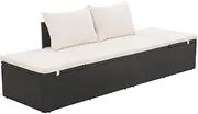 vidaXL Adjustable Outdoor Garden Bed in Black Poly Rattan with Cushions & Pillows - Lightweight and Durable All-Weather Design