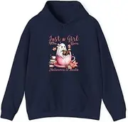 [X.Style] Ghost Book Girl Just a Girl who Loves Halloween and Books ds010 Hoodie Navy S