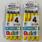 2 x 4pk (8 Total) Texta Chisel Highlighters 1mm / 4mm - Yellow - brand New