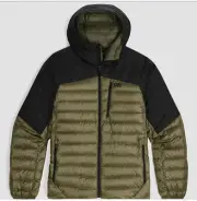 OUTDOOR RESEARCH Men's Helium Down Hoodie - Ranger Green Black - L