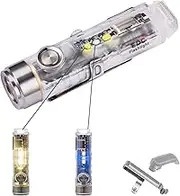 RovyVon A8 USB Rechargeable Keychain Flashlight with Charging Cable, 300 Lumens NICHIA 219 C LED (R9050) High CRI Outdoor Mini Keychain, IPX-65 (Transparent Body) (UV Light)
