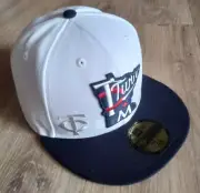 New Era Minnesota Twins Fitted Hat White/Navy Brim Sz 7 1/8 BRAND NEW w TAGS