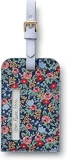 RIFLE PAPER CO. Rosa Luggage Tag for Suitcase and Luggage, Travel Must Have Accessory for Women, Bag Tags Printed in Full Color with Foil Stamped Logo, 4.33" L × 2.75" W