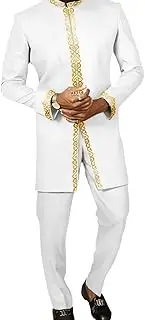 [NAKEAH] Men's African Ethnic Foil Stamping Long Sleeve Shirts & Pants Two Piece Set Fashion Retro SportsSuit Set