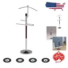 Functional Chrome/Walnut Clothing Organizer - 3 Hooks, Space-Saving Design, 42"H