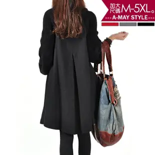 【艾美時尚】現貨 中大尺碼女裝 針織大衣 韓版中長款毛呢針織斗篷外套。M-5XL(3色)