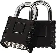 2Pack Heavy Duty Combination Lock, One Touch Unlocking, 4 Digit Waterproof Padlock Combination for Outdoor, Gate Lock for School Gym Locker, Fence, Gate, Gym, Hasp Storage