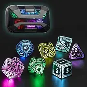 FONVGOGO Wireless Illuminated DND Dice for Dungeons and Dragons, Cool LED D&D Dice Set, Rechargeable 7-Colour Polyhedral Dice for DND Gifts and Accessories (Astral Splitter Black)