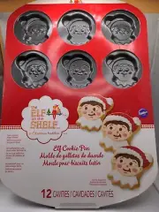 NEW Wilton Elf On The Shelf Baking Cookie Pan & Recipe 12 Spaces 3" Non-Stick