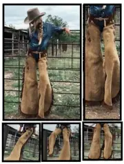 Cowgirl Chap Suede leather Pants Rodeo Style Chap Western Wear fringe chap
