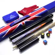 CUESOUL 57" 3/4 Jointed Ebony Snooker Cue with Union Jack Flag Design-Blue