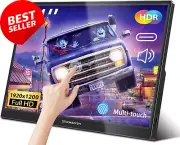 Portable Monitor 14" Touchscreen HDR 1920x1200 USB-C HDMI IPS Dual Speakers