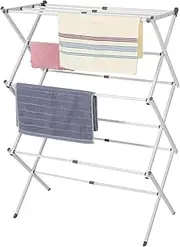 Foldable Drying Rack, Large Expandable Clothes Drying Rack, Fold Away Laundry Rack Collapsible, 3 Tiers Clothes Dryer Washing Rack for Air Drying Clothing, Bed Linen, Clothing, Socks, Scarves, White