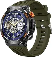 HT17 Big Display Smart Watch for Men-LED Flashlight,Body Rugged Military Smartwatch Make/Answer Call, Android iOS,Green