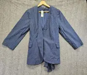 Lane Bryant Blazer Womens Size 12 Navy Blue White Striped The Bryant Blazer NWT