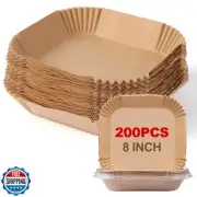 HDOET 200Pcs 8” air fryer liners disposable parchment liners square, Non-Stic