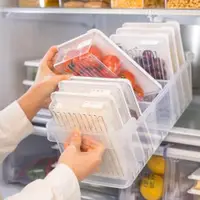 在飛比找ETMall東森購物網優惠-韓國冰箱收納神器野餐收納盒8件套＋收納籃/食物保鮮盒冷凍密封