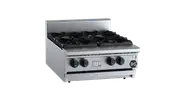 B+S Black Benchtop Four Burner Boiling Top Cooktop Open Burner Bench Mounted LPG