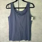 Talbots tank top light, blue asymmetrical ruffles on collar feminine girly